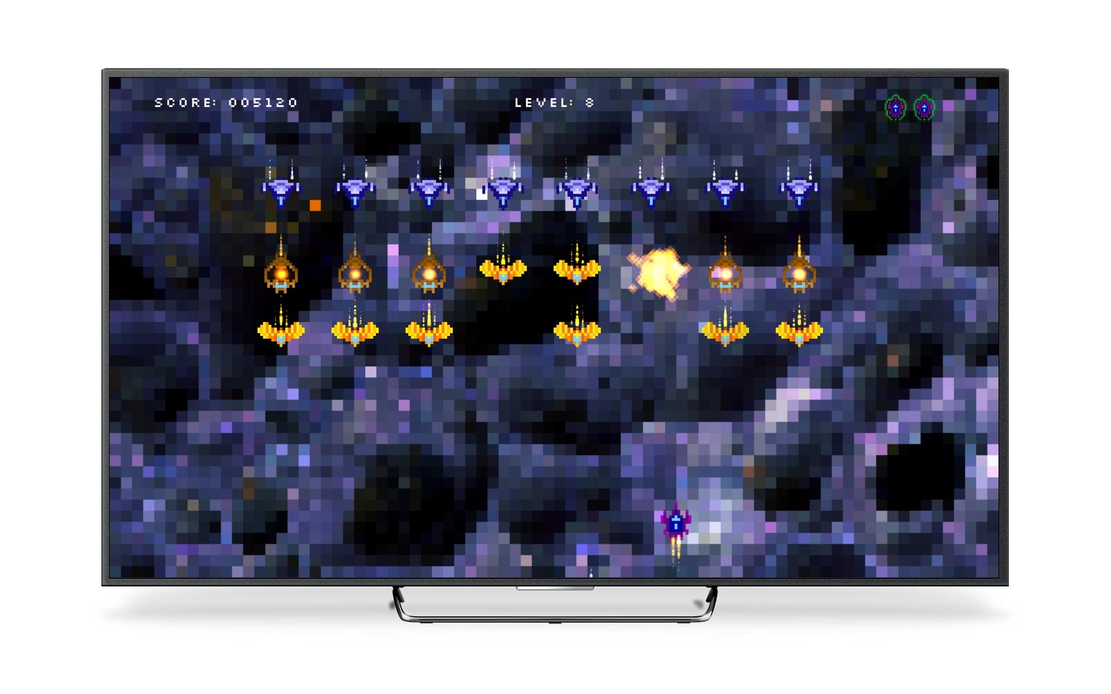 An image of a TV displaying the eight level of Invasion of Planet X.